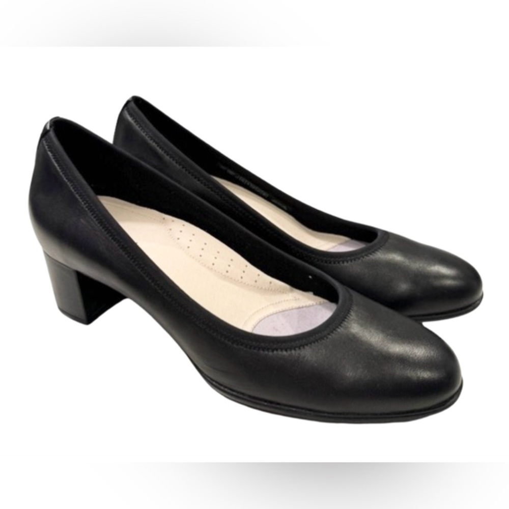 Aravon Women’s Career Dress Professional Leather Pumps Block Heel Black Size 9